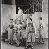 Evelyn Keyes [on stairs] with unidentified performers in the touring production of the 1971 Broadway revival of No, No, Nanette