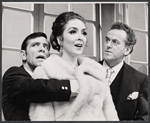 Norman Wisdom, Roni Dengel and Rex Garner in the stage production Not Now, Darling