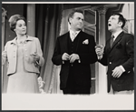 M'el Dowd, Rex Garner and Norman Wisdom in the stage production Not Now, Darling