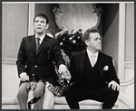 Norman Wisdom and Rex Garner in the stage production Not Now, Darling