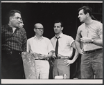Nathaniel Frey, Sidney Armus, John Fiedler, Paul Dooley and Walter Matthau in the stage production The Odd Couple