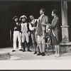 Lester Rawlins, Roscoe Lee Browne, Frank Langella, Michael Schultz and unidentified [left] in the stage production The Old Glory