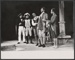 Lester Rawlins, Roscoe Lee Browne, Frank Langella, Michael Schultz and unidentified [left] in the stage production The Old Glory