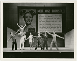 Sono Osato, Lyle Clark, Don Weismuller, Richard D'Arcy, Frank Westbrook, John Butler, and Duncan Noble in a scene from the stage production of On the Town