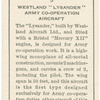 Westland 'Lysander'Army co-operation aircraft.
