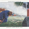 Incendiary bomb cooling down (Preliminary fire extinguishing with jet from stirrup hand pump).
