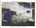 Control of incendiary bomb. (Pouring on sand from scoop).