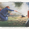 Removal of incendiary bomb with scoop and hoe.