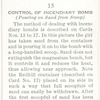 Control of incendiary bomb. (Pouring on sand from scoop).