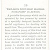 Two-men portable manual fire-pump in action.