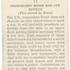 Incendiary bomb and its effect. (Fire started in room).