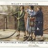 Two-men portable manual fire pump in action.