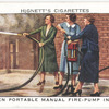 Two-men portable manual fire-pump in action.
