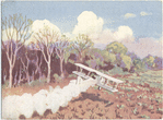 Spraying locust swarm.