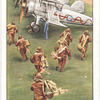 Pilots running to machines (interceptor fighters) to take off.