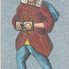 Ancient Chinese. [Man wearing the cangue as a token of gratitute for the benefits].