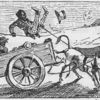 Family of ten riding a ox cart and the mule sends the driver flying