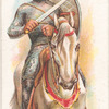 A horseman in chain-mail. 1170 A.D. Time of murder of Becket.