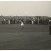 Red Cross golf match, Garden City, played by four star golfers : Francis Ouiment and his naval caddie, C.E. Eaton.
