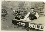 Eldon Travis in his Boyd-Martin Bullet with which he established the class D mile trail record of 41.748 m.p.h. with an Eldo Quad.