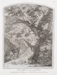 Der Anstand auf einen Hirschen. Im Walde bey Schleisheim nach der Natur gezeichnet. Anno 1735.