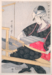 [Hata-ori] = [Weaving on a loom]