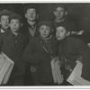 Group of newsboys starting out at Brooklyn Bridge early Sunday morning