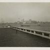View of the New York skyline from the observation roof atop one wing of the Immigration Station, Ellis Island.