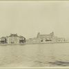 Another view of Ellis Island from the harbor, but showing a front view of the Immigration Station.