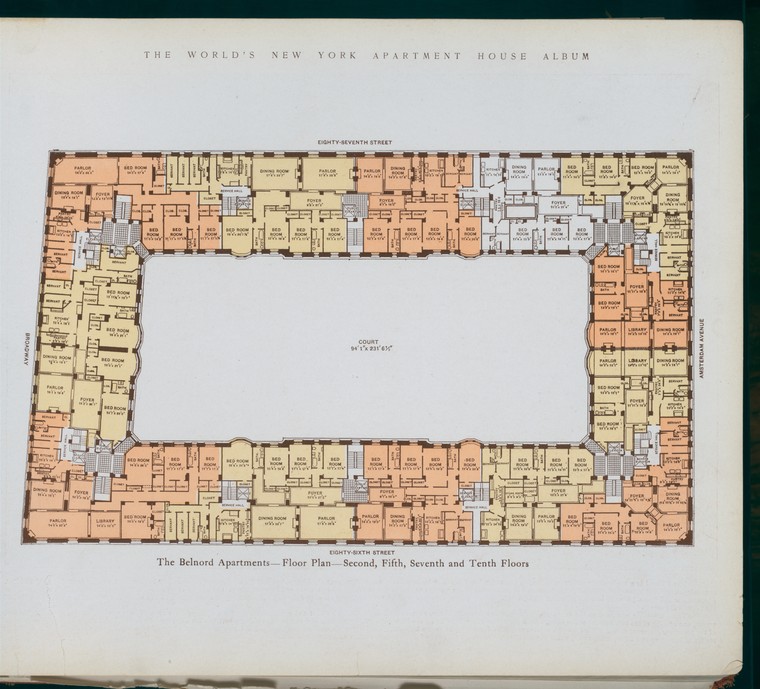 The Belnord Apartments. Floor plan - 2nd, 5th, 7th and 10th floors