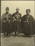 Three horsemen (performers) from the Guria region of western Georgia