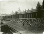 N.Y. State Reformatory, regiment doing setting up excercises, note guns at right of each inmate.
