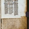 Explicit of main text; lower margin cut away, possibly to use parchment for another purpose, or possibly to remove owership note