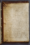 Charter? Pasted to inside back cover upside down (but here mounted in original orientation); perhaps left half only of document