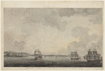 An original sketch by an English officer on board of one of Adml. Howe's Fleet while at anchor in New York Harbor, just after the Battle of Long Island