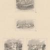 View of the Schoeinge or street piling on the East River shore near present Coenties Slip, 1658; The dock and river front to Wall Street, 1667; The blockhouse and city gate (foot of present Wall Street), 1674; View of the Gratt or Canal in Broad Street, a