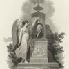 Allegorical figure with a bust of Washington.