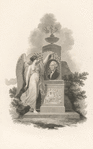 Allegorical figure with a bust of Washington.