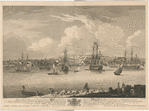 The town and harbour of Halifax in Nova Scotia as they appear from the opposite shore called Dartmouth.