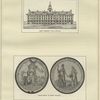 King's College, from an old print; Silver medal of King's College