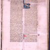 Page of text, initial with grotesque (human face)