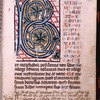Initial with large scale foliage; red, blue and ochre gothic capitals form a panel adjacent to initial for the first verses of Ps. 1
