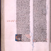 Illuminated initial showing Jonah and the whale, 2-line initial with penwork, rubric, book name and chapter number