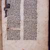 Opening of text, initial with animal heads, 2-line initial, rubric, placemarkers