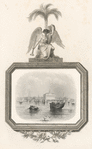 Allegorical border with view of an unidentified city.