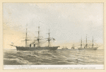 The Niagara, Valorous, Gorgon & Agamemnon laying the cable at mid-ocean.