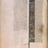 Opening of Genesis, scenes of creation on gold.  Placemarkers, book name.