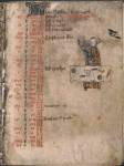 Opening page of calendar with drawing of seasonal activity.