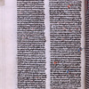 Page of text with vellum tab attached