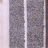 Page of text with vellum tab attached